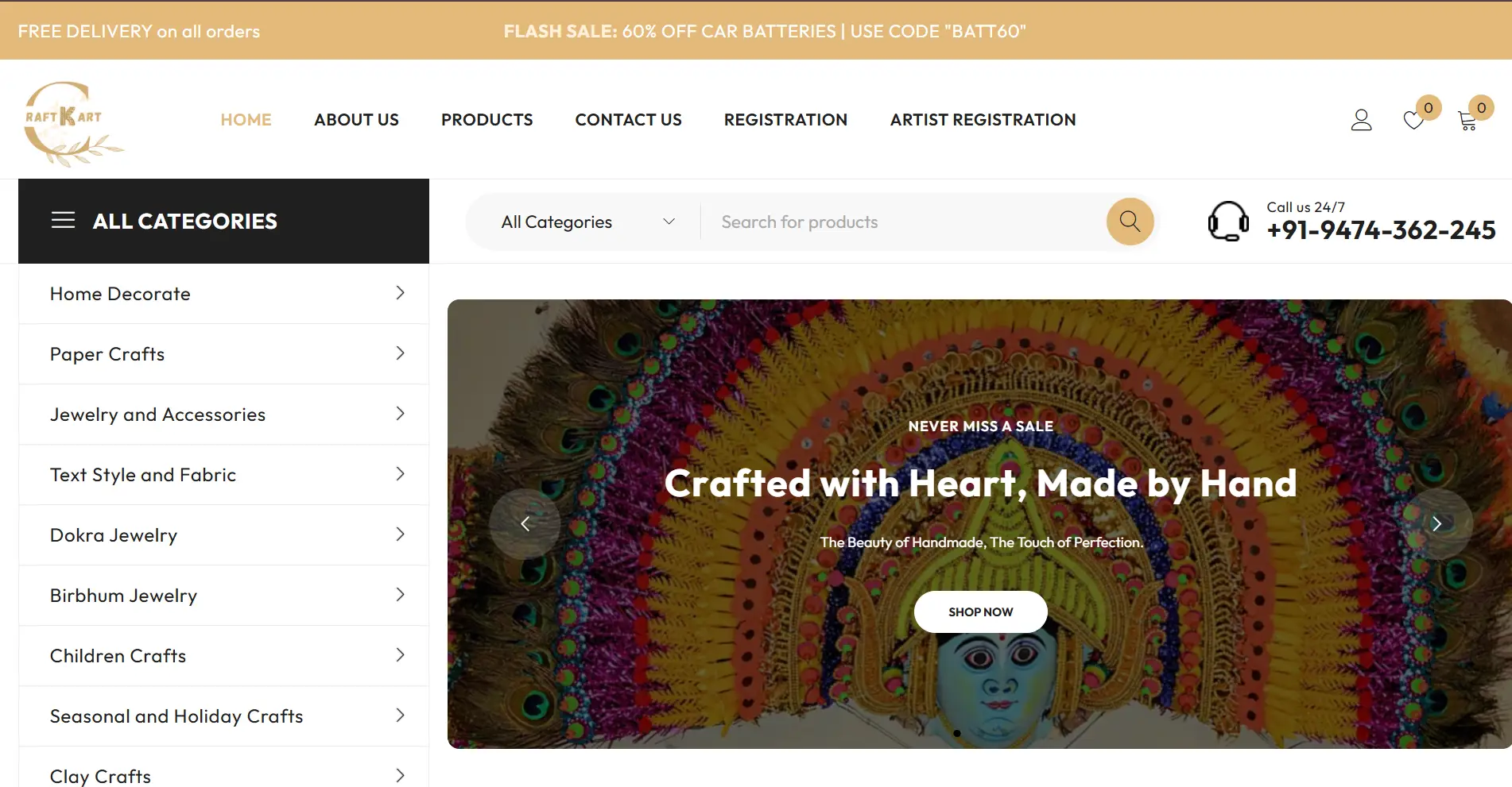 CraftKart Handmade E-Commerce Website for Artisans