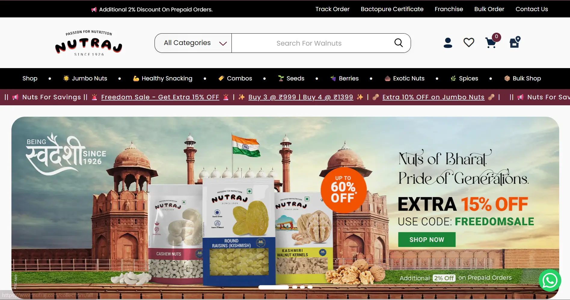 Nutraj dry fruits e-commerce website design