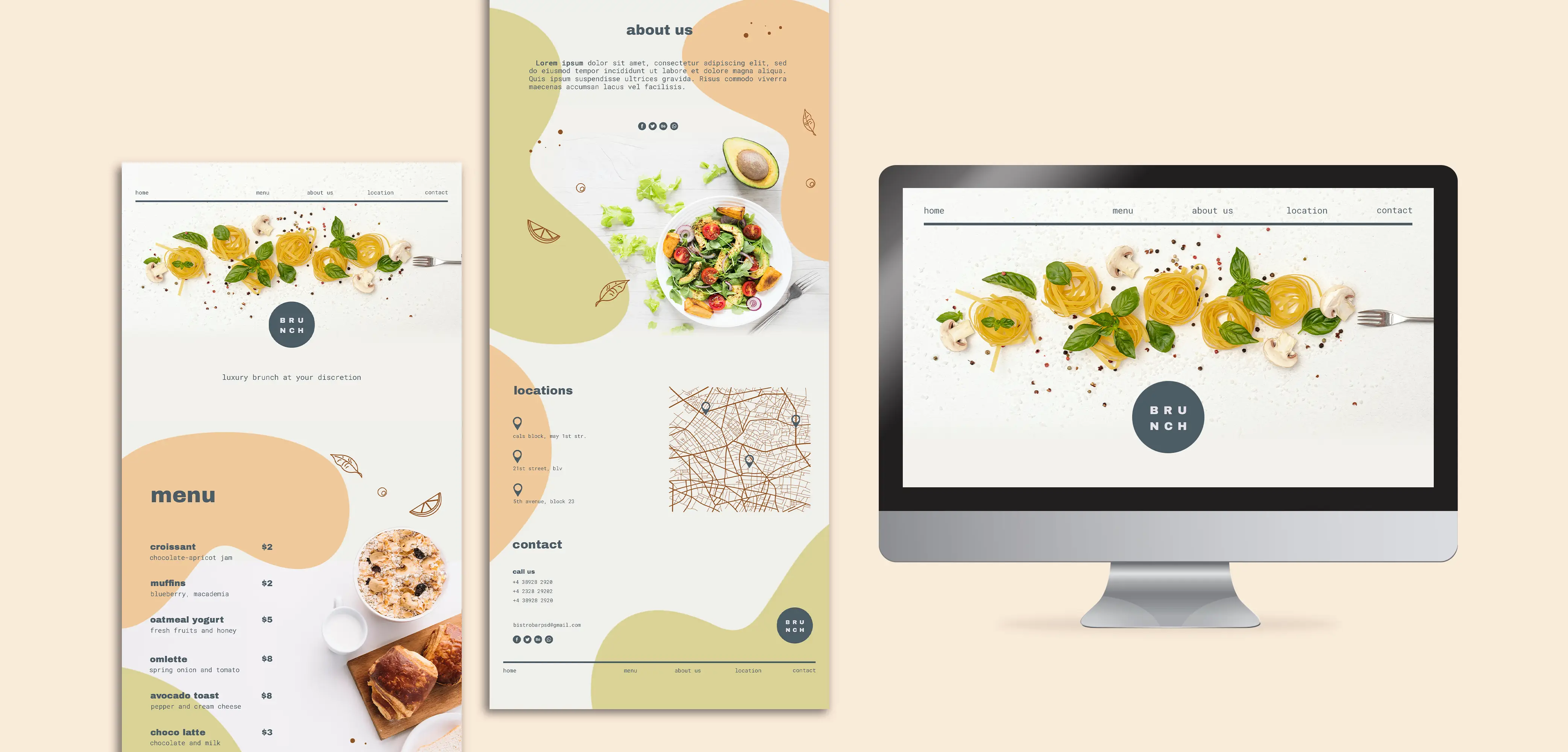 Brunch Restaurant Website with Menu and Social Gallery
